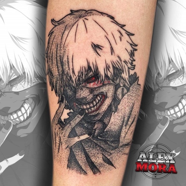 Kaneki tattoo done by Romo at Label Ink, London. : r/tattoos