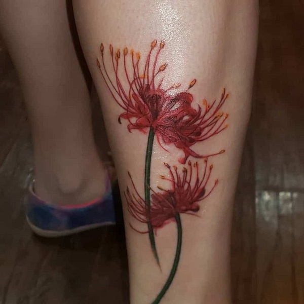 Red Spider Lily Butterfly Temporary Tattoo  neartattoos