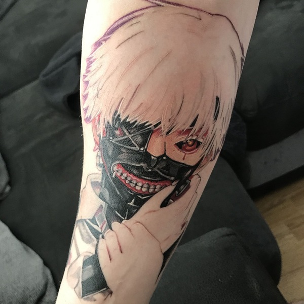 Kaneki tattoo done by Romo at Label Ink, London. : r/tattoos