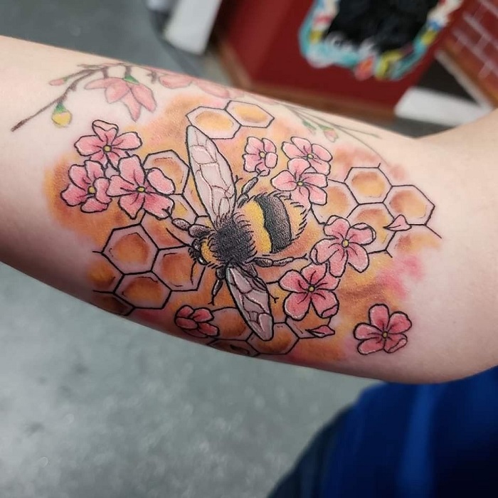 bee honeycomb tattoo