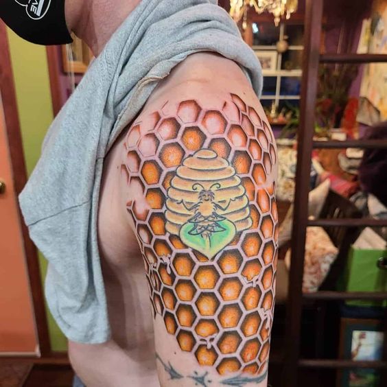 bee honeycomb tattoo