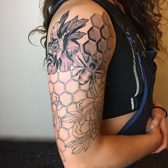 bee honeycomb tattoo