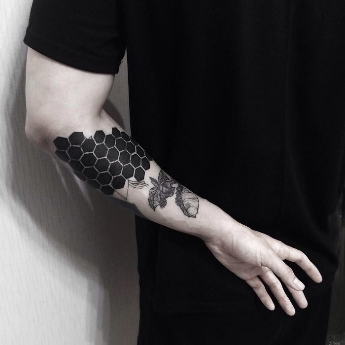 80 Honeycomb Tattoo Designs For Men  Hexagon Ink Ideas