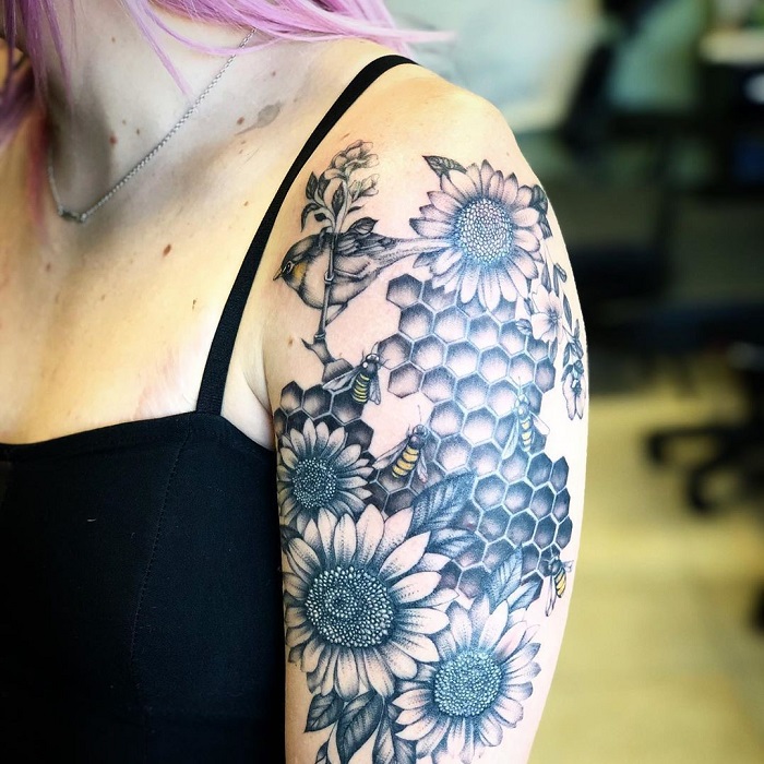 bee honeycomb tattoo