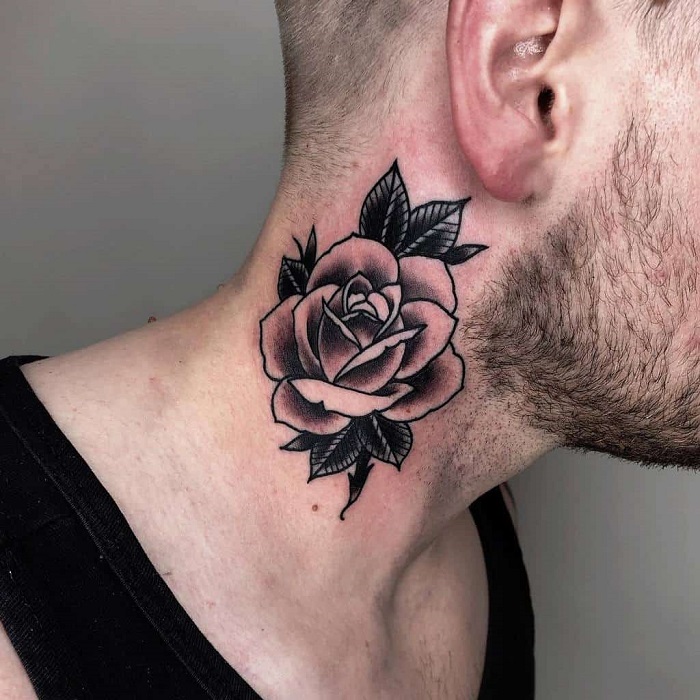 51 Best Rose Neck Tattoos