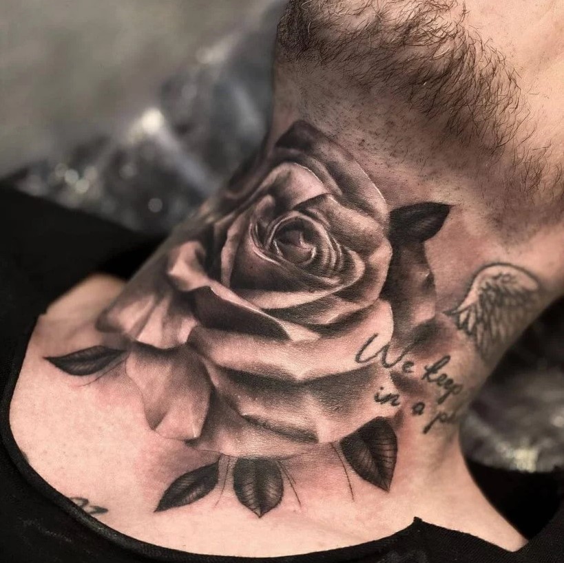 Tattoo uploaded by Vinny CapaldoSmith  Rose tattoo on the neck  neotraditional necktattoo rose color denver  Tattoodo