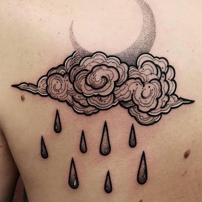 32 Great Cloud Tattoos  Ideas With Rainbows  Raindrops