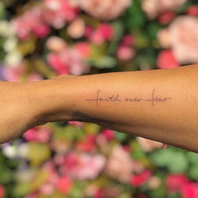 Faith Over Fear Cross Temporary Tattoo  Feminine Cursive  Etsy Ireland