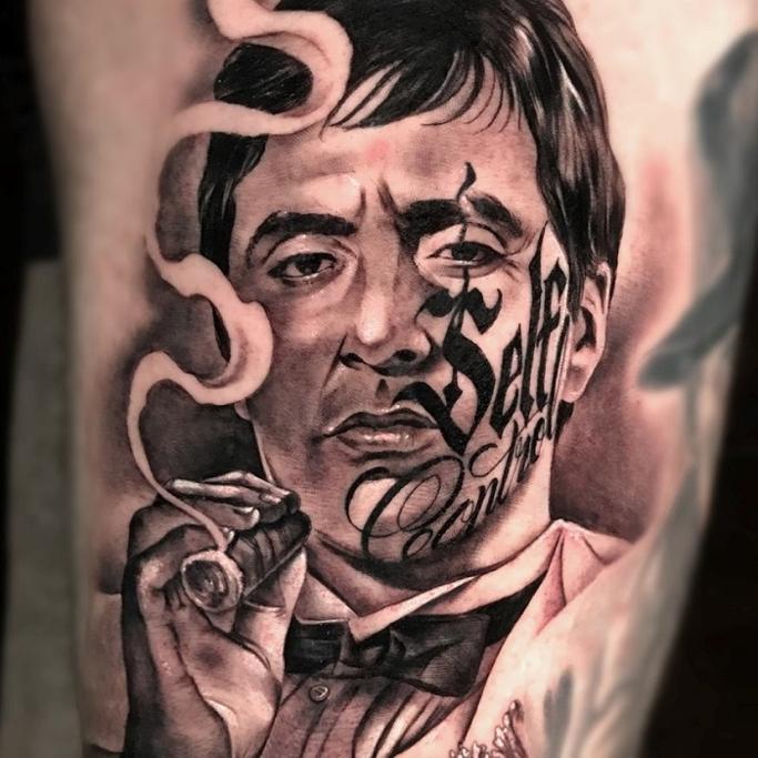 Perth Tattoo studio on Instagram Tony Montana  scarface done by jm tattoos caponeinkperth scarface scarfacemovie tattoo inked  portraittattoo gangster