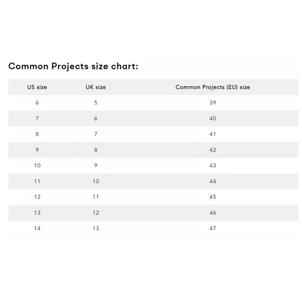 Common Projects Sizing: A Comprehensive Guide for Accurate Fit
